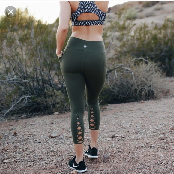 senita Pants - Senita green lace up legging